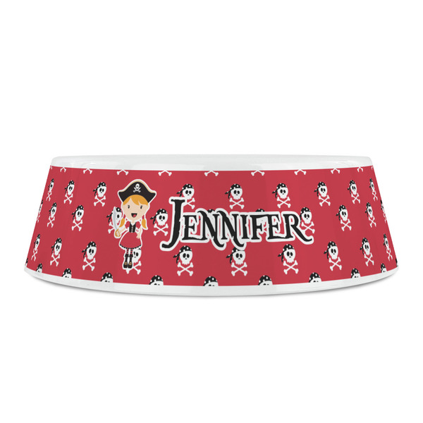 Girl's Pirate & Dots Plastic Pet Bowls - Small - FRONT