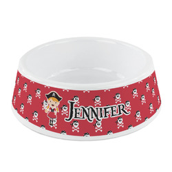 Girl's Pirate & Dots Plastic Dog Bowl - Small (Personalized)
