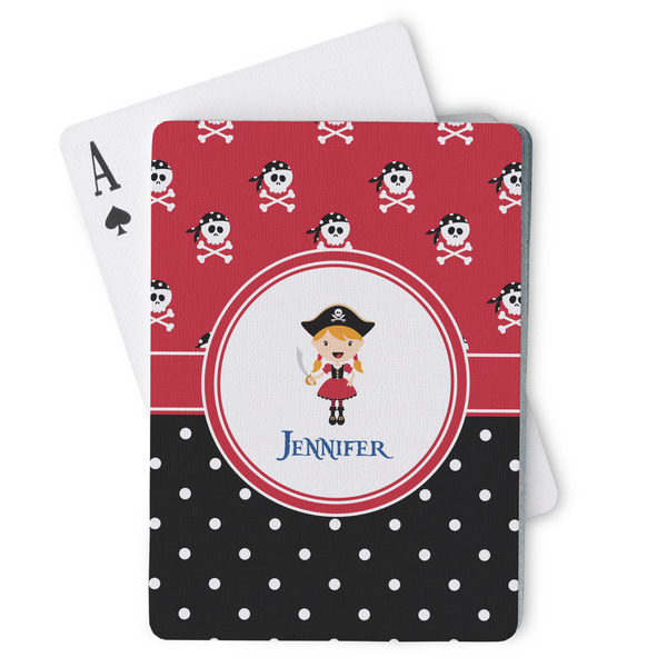 Custom Girl's Pirate & Dots Playing Cards (Personalized)