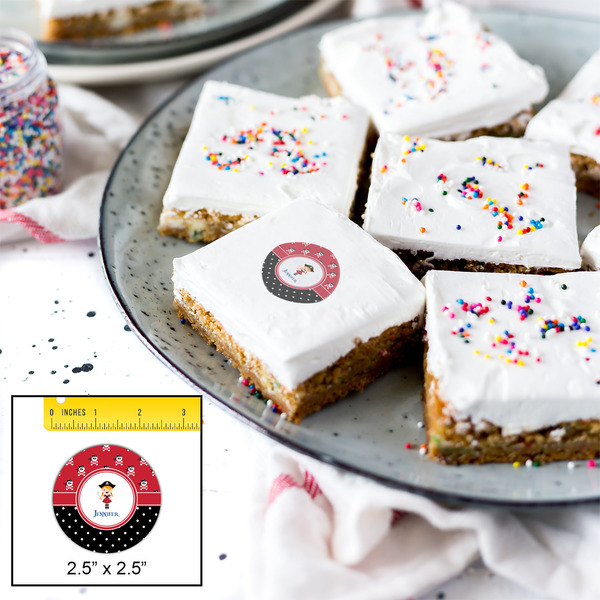 Girl's Pirate & Dots Printed Icing Circle - Medium - In Context