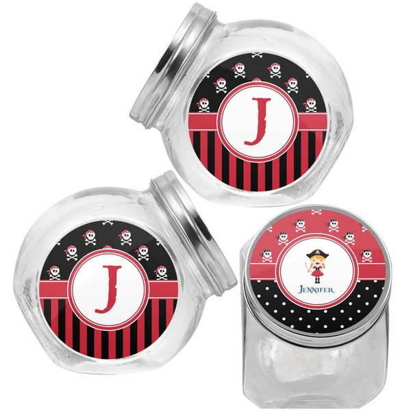 Girl's Pirate & Dots Puppy Treat Jar - Top Left Right
