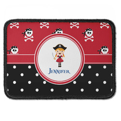 Girl's Pirate & Dots Iron On Rectangle Patch w/ Name or Text