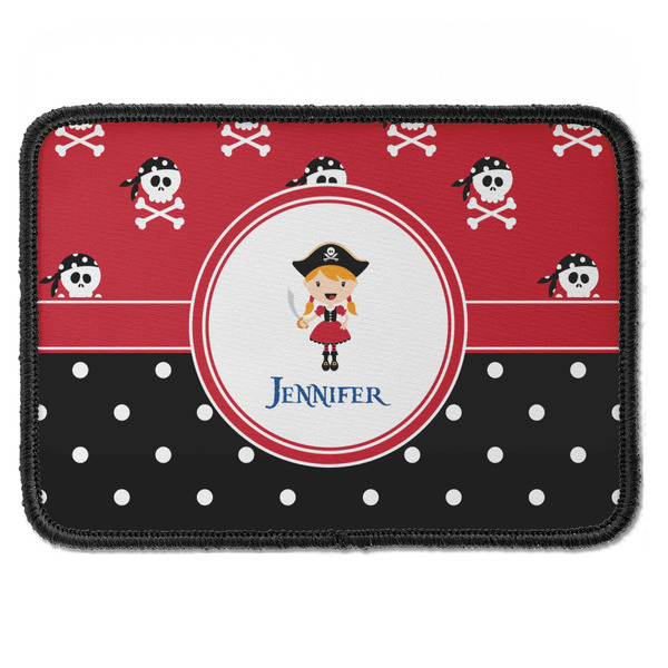 Custom Girl's Pirate & Dots Iron On Rectangle Patch w/ Name or Text