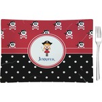 Girl's Pirate & Dots Rectangular Glass Appetizer / Dessert Plate - Single or Set (Personalized)