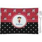 Girl's Pirate & Dots Glass Rectangular Appetizer / Dessert Plate (Personalized)