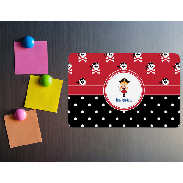 Girl's Pirate & Dots Rectangular Fridge Magnet - LIFESTYLE