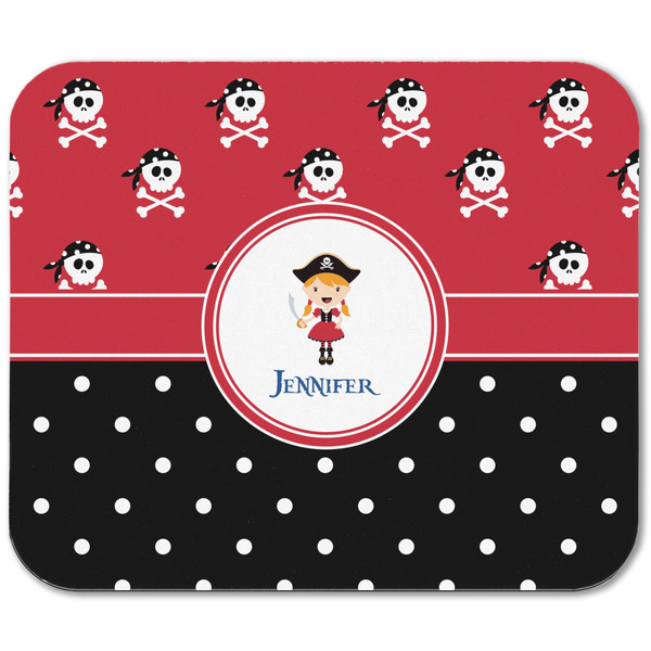 Girl's Pirate & Dots Rectangular Mouse Pad - APPROVAL