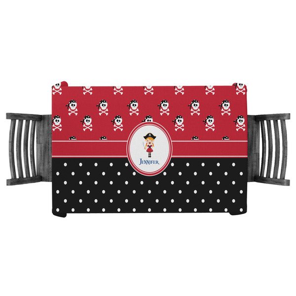 Custom Girl's Pirate & Dots Tablecloth - 58"x58" (Personalized)