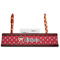 Girl's Pirate & Dots Red Mahogany Nameplates with Business Card Holder - Straight