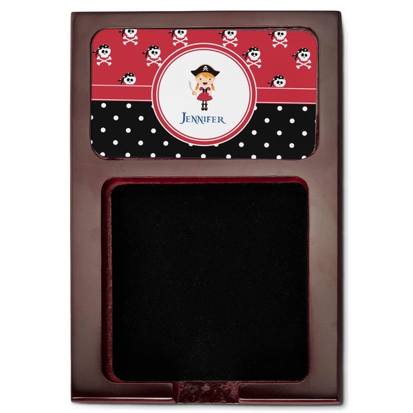 Girl's Pirate & Dots Red Mahogany Sticky Note Holder - Flat