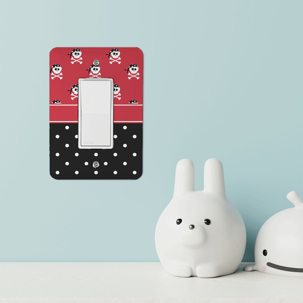 Girl's Pirate & Dots Rocker Light Switch Covers - Single - IN CONTEXT