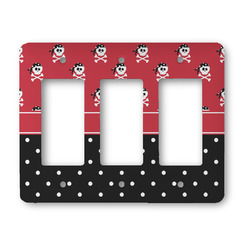 Girl's Pirate & Dots Rocker Style Light Switch Cover - Three Switch