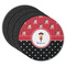 Girl's Pirate & Dots Round Rubber Backed Coasters - Set of 4 (Personalized)