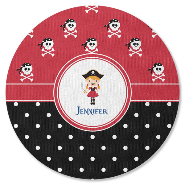 Girl's Pirate & Dots Round Coaster Rubber Back - Single