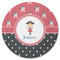 Girl's Pirate & Dots Round Rubber Backed Coaster (Personalized)