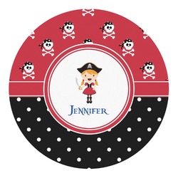Girl's Pirate & Dots Round Decal (Personalized)