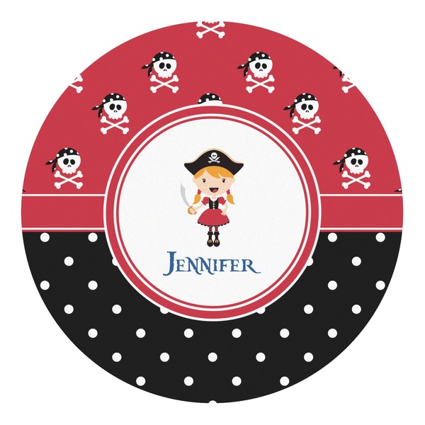 Custom Girl's Pirate & Dots Round Decal (Personalized)
