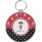 Girl's Pirate & Dots Round Plastic Keychain (Personalized)