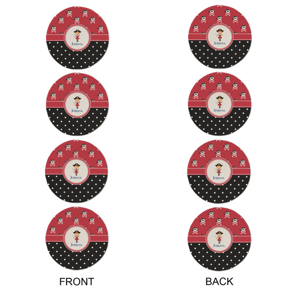 Girl's Pirate & Dots Round Linen Placemats - APPROVAL Set of 4 (double sided)