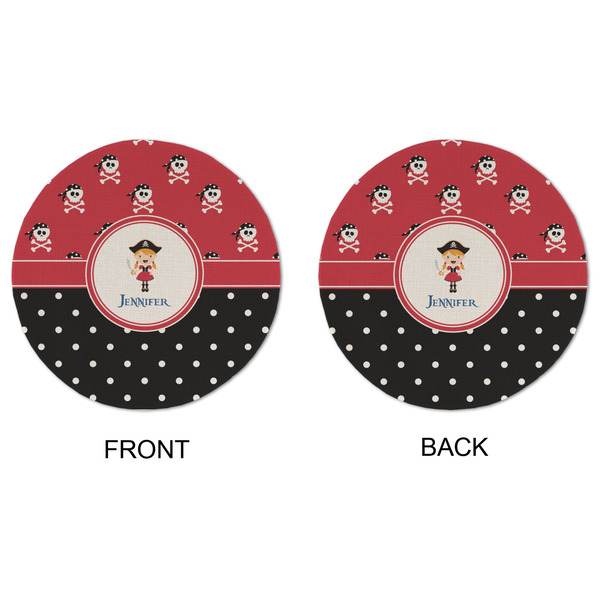 Girl's Pirate & Dots Round Linen Placemats - APPROVAL (double sided)