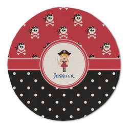 Girl's Pirate & Dots Round Linen Placemat - Single Sided (Personalized)
