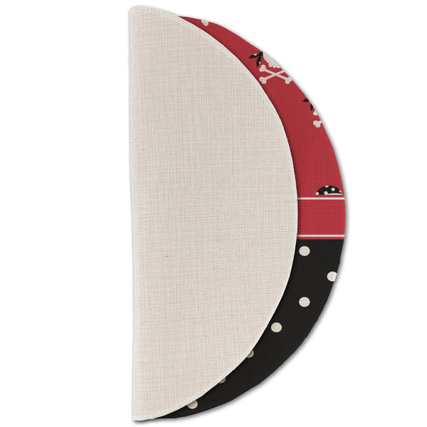 Girl's Pirate & Dots Round Linen Placemats - HALF FOLDED (single sided)