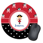 Girl's Pirate & Dots Round Mouse Pad (Personalized)