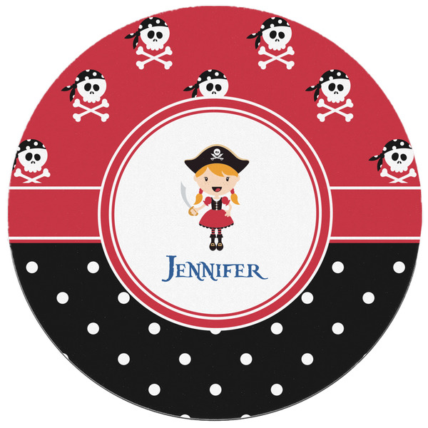 Girl's Pirate & Dots Round Mousepad - APPROVAL