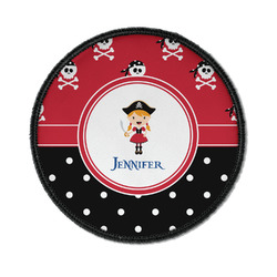 Girl's Pirate & Dots Iron On Round Patch w/ Name or Text