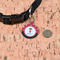 Girl's Pirate & Dots Round Pet ID Tag - Small - In Context