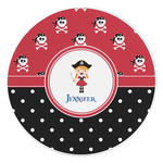 Girl's Pirate & Dots Round Stone Trivet (Personalized)