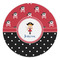 Girl's Pirate & Dots Round Stone Trivet - Front View