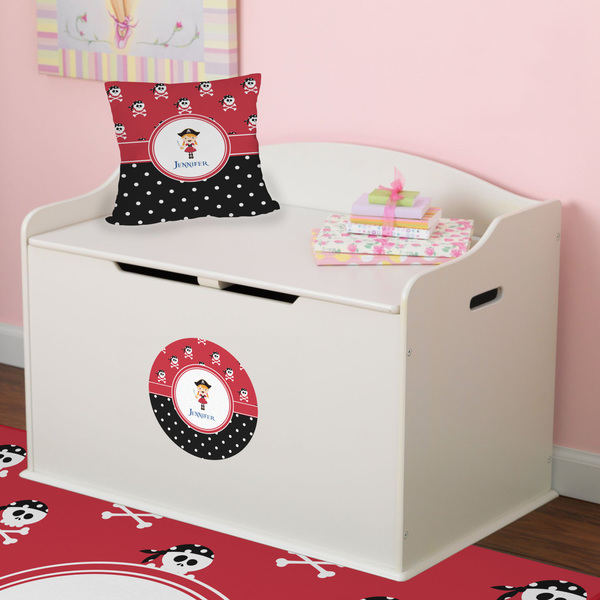 Girl's Pirate & Dots Round Wall Decal on Toy Chest