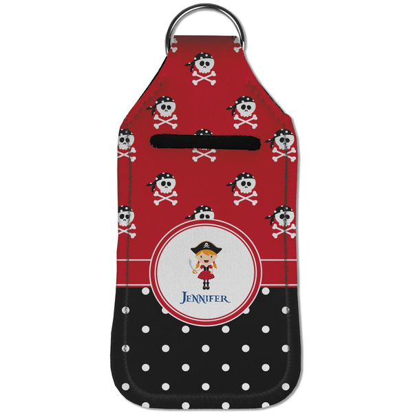 Girl's Pirate & Dots Sanitizer Holder Keychain - Large (Front)