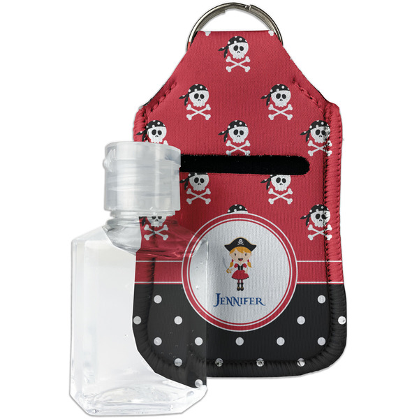 Custom Girl's Pirate & Dots Hand Sanitizer & Keychain Holder (Personalized)