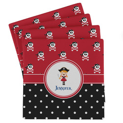 Girl's Pirate & Dots Absorbent Stone Coasters - Set of 4 (Personalized)