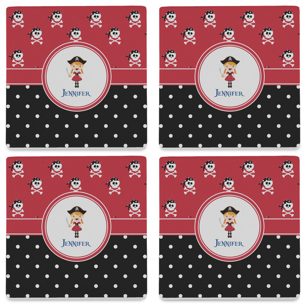 Girl's Pirate & Dots Set of 4 Sandstone Coasters - See All 4 View