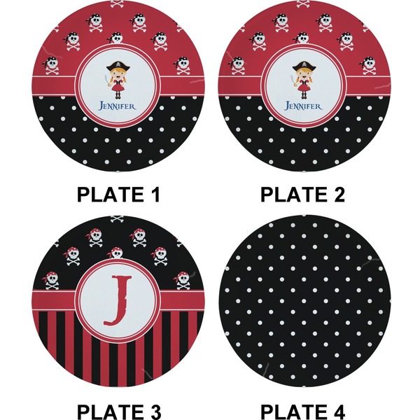 Girl's Pirate & Dots Set of Appetizer / Dessert Plates (Approval)