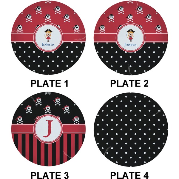 Girl's Pirate & Dots Set of Lunch / Dinner Plates (Approval)