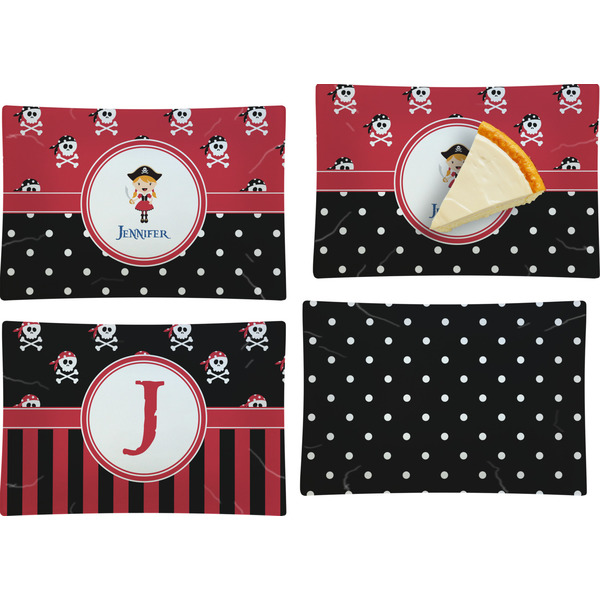 Girl's Pirate & Dots Set of Rectangular Appetizer / Dessert Plates