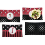 Girl's Pirate & Dots Set of 4 Glass Rectangular Lunch / Dinner Plate (Personalized)