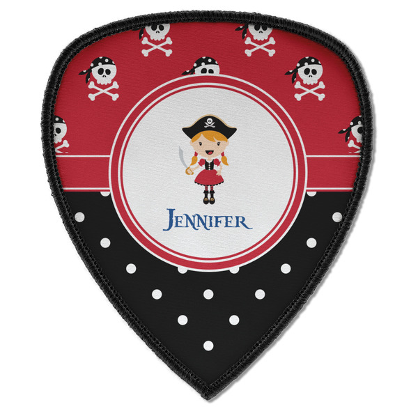 Custom Girl's Pirate & Dots Iron on Shield Patch A w/ Name or Text