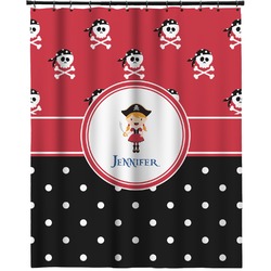 Girl's Pirate & Dots Extra Long Shower Curtain - 70"x84" (Personalized)