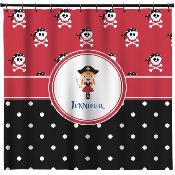 Custom Girl's Pirate & Dots Shower Curtain - Custom Size (Personalized)