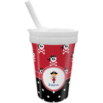 Girl's Pirate & Dots Sippy Cup with Straw (Personalized)