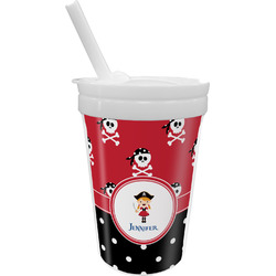 Girl's Pirate & Dots Sippy Cup with Straw (Personalized)