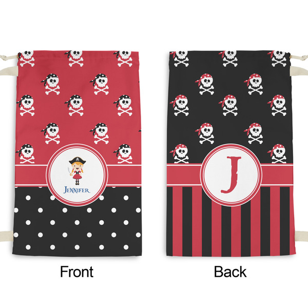 Girl's Pirate & Dots Small Laundry Bag - Front & Back View