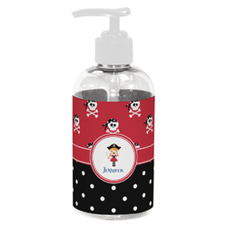 Girl's Pirate & Dots Plastic Soap / Lotion Dispenser (8 oz - Small - White) (Personalized)