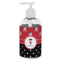 Girl's Pirate & Dots Plastic Soap / Lotion Dispenser (8 oz - Small - White) (Personalized)