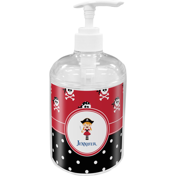 Custom Girl's Pirate & Dots Acrylic Soap & Lotion Bottle (Personalized)